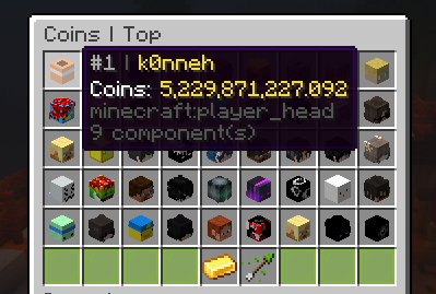Lifesteal Network's baltop display is open in the image - showing the richest player, who has around 5 billion coins.