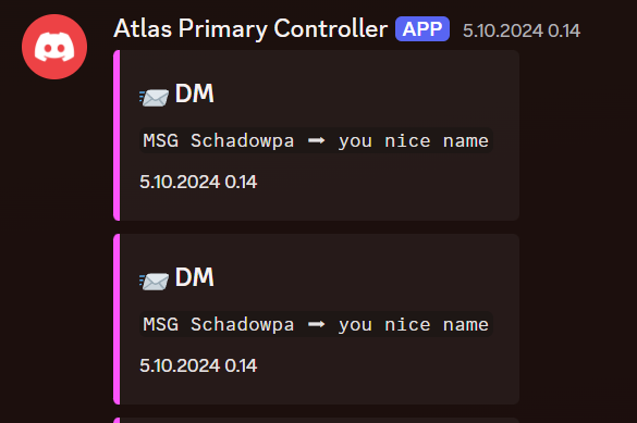 A discord message showing the bot DM