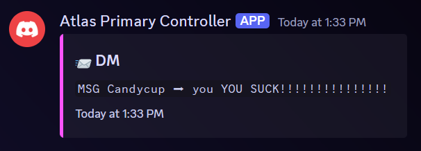 A discord message showing the bot DM
